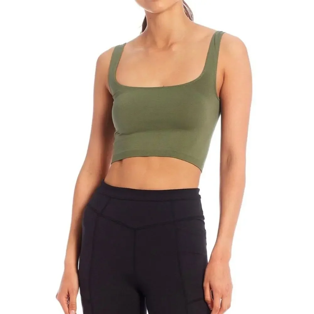 Free People Intimately Scoop Neck Crop Tank M/L Army Green Seamless NWT USA